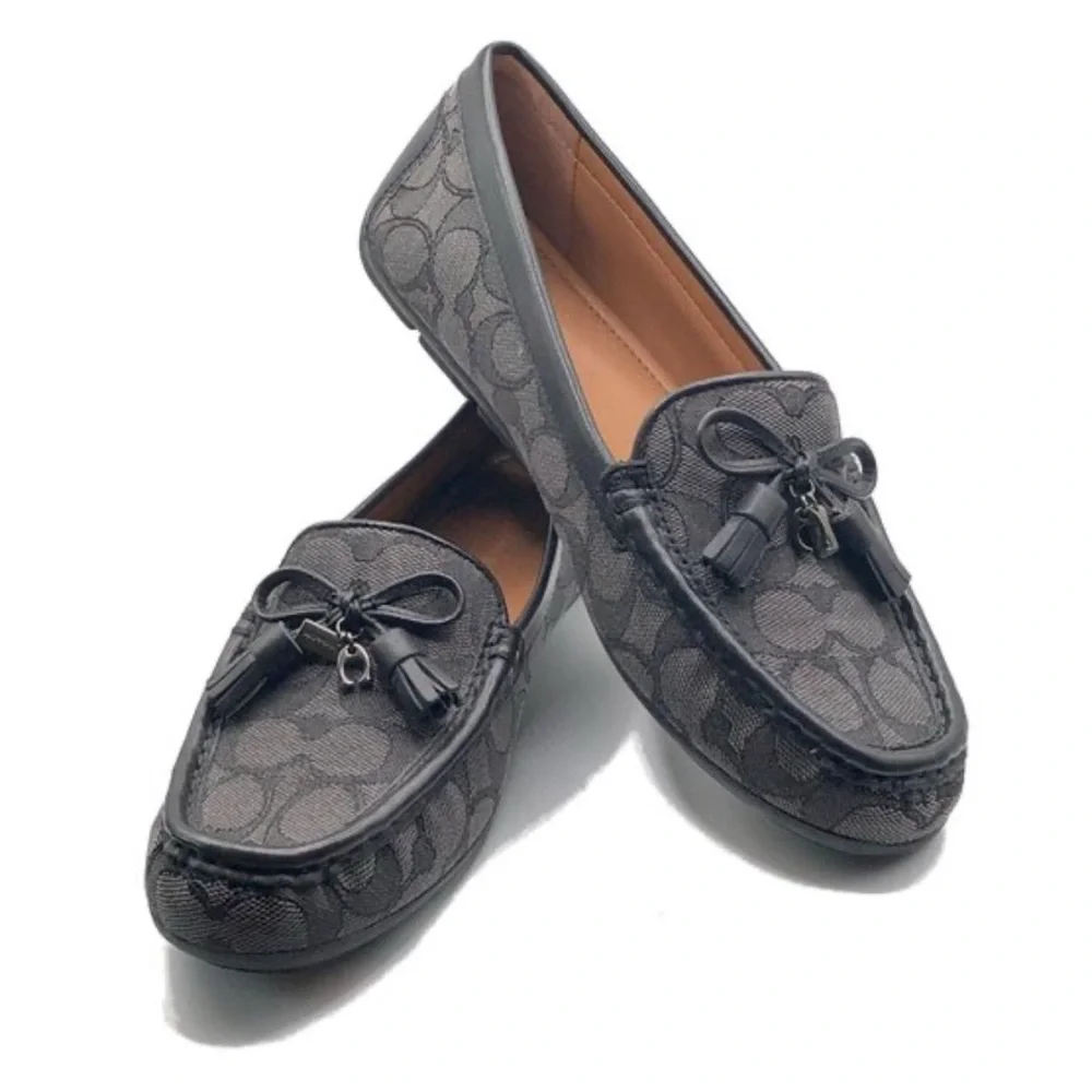 🔥HP🔥 COACH Moira Signature Jacquard Loafers Black/Coal - Size 7.5